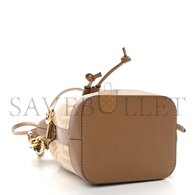 FENDI WOOL VITELLO KING FF 1974 MINI MON TRESOR BUCKET BAG 8BS010AHJFF1F24 (17*12*10cm)
